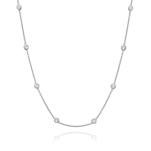 14Kt White Gold Bezel Set Diamond By The Yard Necklace Cornell's Jewelers Rochester, NY
