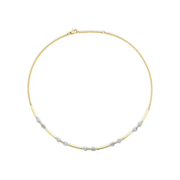 A.link 18K Two-Tone Gold Mixed Shape Diamond Bar Necklace Cornell's Jewelers Rochester, NY