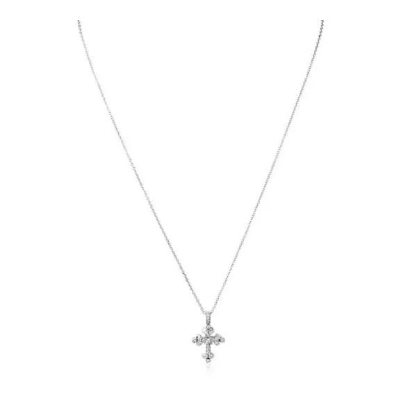 Petite Pave Diamond Cross Necklace Cornell's Jewelers Rochester, NY
