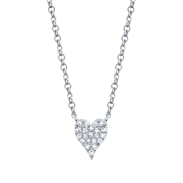Shy Creation Diamond Small Pavé Heart Necklace Cornell's Jewelers Rochester, NY