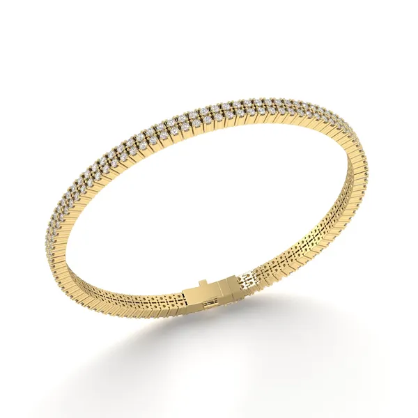 14Kt Yellow Gold 2 Row Eternity Flex Bangle Cornell's Jewelers Rochester, NY