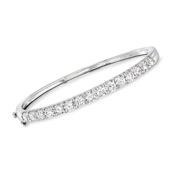 14KT White Gold Straight Shared Prong Diamond Bangle Cornell's Jewelers Rochester, NY