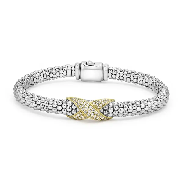 Lagos Two-Tone Diamond Caviar Bracelet Cornell's Jewelers Rochester, NY