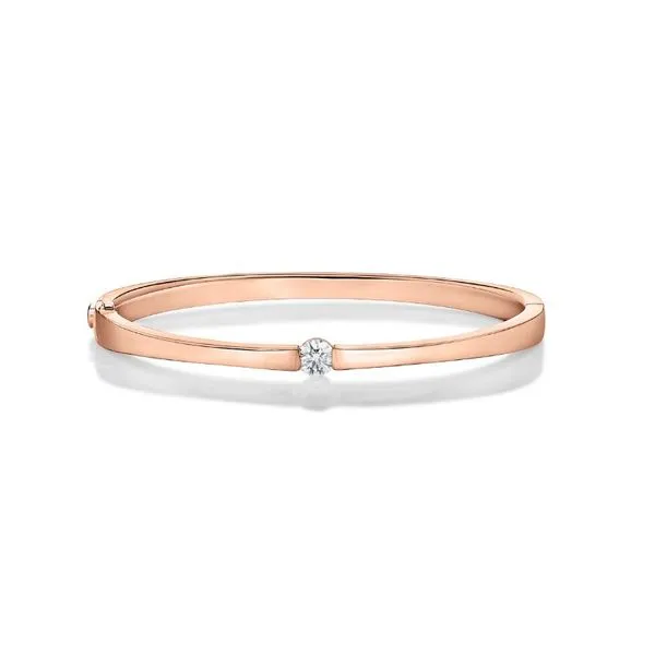 Memoire 18Kt Rose Gold Hinged Oval Solitude Diamond Bangle Cornell's Jewelers Rochester, NY
