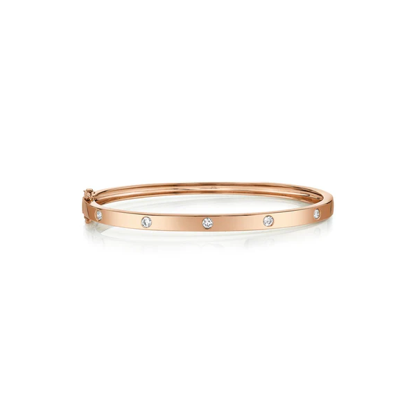 Shy Creation Kate Rose Gold Diamond Hinged Bangle Cornell's Jewelers Rochester, NY