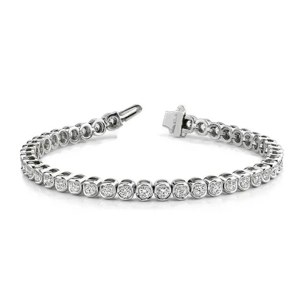 14KT White Gold Straight Bezel Diamond Tennis Bracelet Cornell's Jewelers Rochester, NY