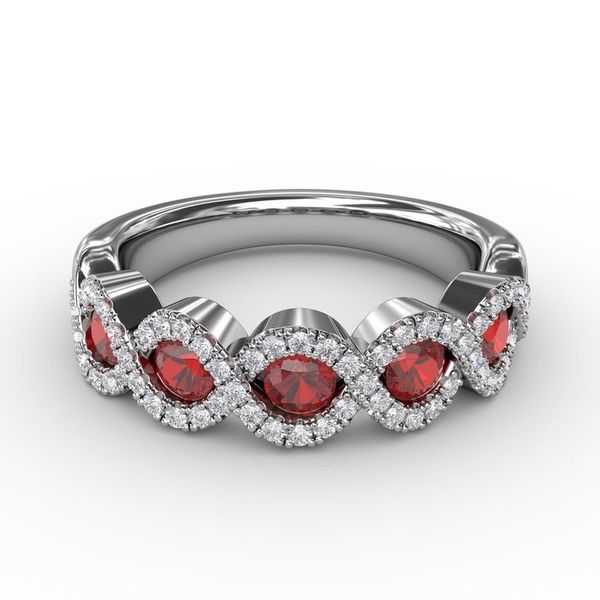 Fana Hold Me Close Ruby and Diamond Twist Ring Cornell's Jewelers Rochester, NY