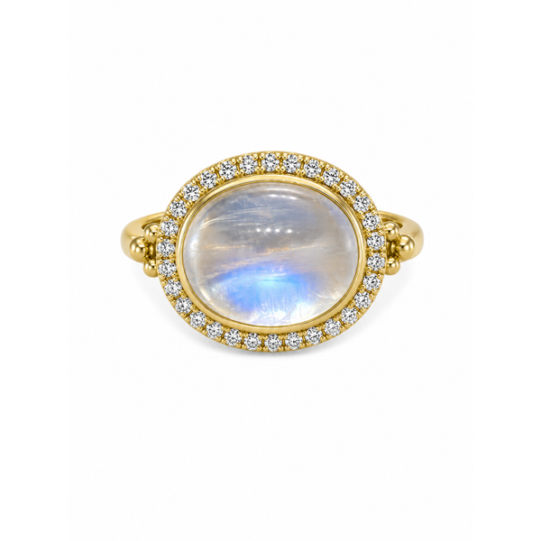 Mazza 14Kt Yellow Gold Oval Cabochon Moonstone Ring Cornell's Jewelers Rochester, NY