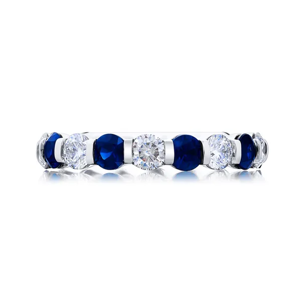 JBSTAR Platinum Alternating Sapphire and Diamond Bar Set Eternity Band Cornell's Jewelers Rochester, NY