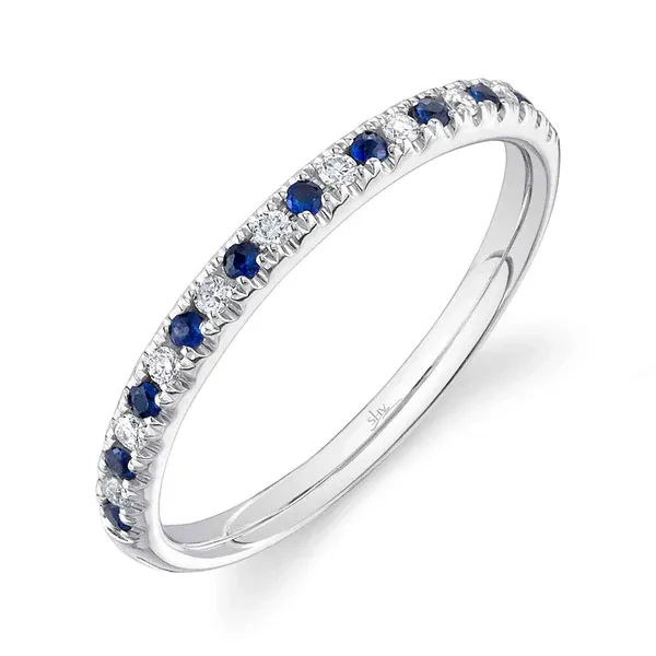 14kt White Gold Blue Sapphire and Diamond Alternating Band Cornell's Jewelers Rochester, NY
