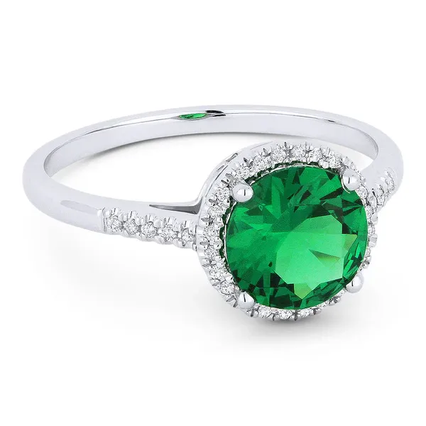 14kt White Gold Emerald Halo Ring Cornell's Jewelers Rochester, NY