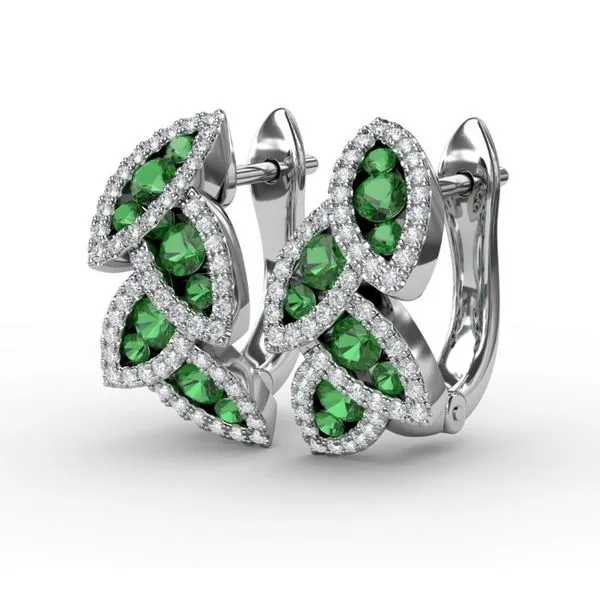 Fana Glam Galore Emerald and Diamond Leaf Earrings Cornell's Jewelers Rochester, NY