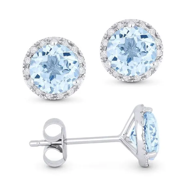 CORNELL'S COLLECTION 14KWG BLUE TOPAZ AND DIAMOND STUD EARRINGS Cornell's Jewelers Rochester, NY