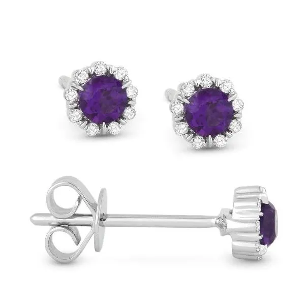 CORNELL'S COLLECTION 14KWG AMETHYST AND DIAMOND STUD EARRINGS Cornell's Jewelers Rochester, NY