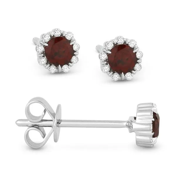 CORNELL'S COLLECTION 14KWG GARNET AND DIAMOND STUD EARRINGS Cornell's Jewelers Rochester, NY