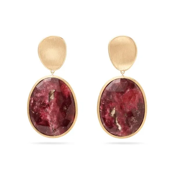 Marco Bicego 18kt Yellow Gold Lunaria Double Drop Thulite Earrings Cornell's Jewelers Rochester, NY