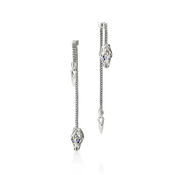 John Hardy Naga Silver Linear Drop Earrings Cornell's Jewelers Rochester, NY