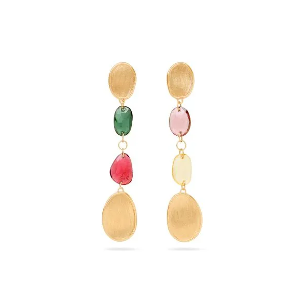 Marco Bicego Lunaria Collection 18 Karat Yellow Gold Drop Earrings Cornell's Jewelers Rochester, NY