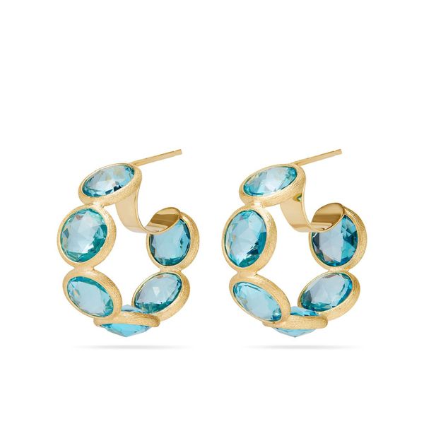 Marco Bicego Jaipur Blue Topaz Hoop Earrings Cornell's Jewelers Rochester, NY