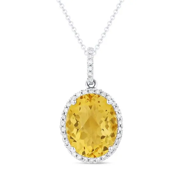 CORNELL'S COLLECTION 14KWG CITRINE AND DIAMOND PENDANT NECKLACE Cornell's Jewelers Rochester, NY