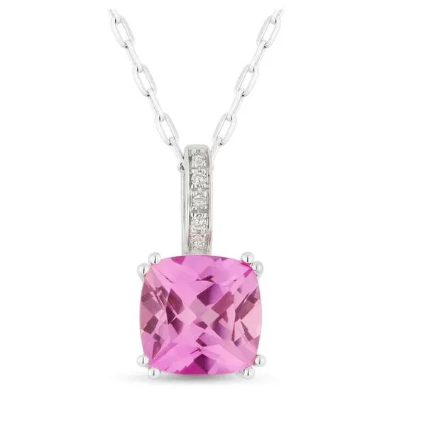 CORNELL'S COLLECTION 14KWG PINK SAPPHIRE AND DIAMOND DROP NECKLACE Cornell's Jewelers Rochester, NY