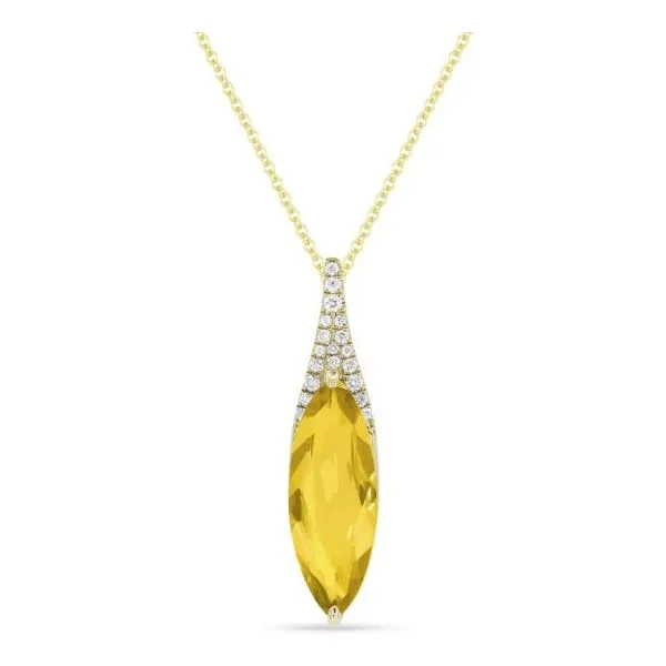 CORNELL'S COLLECTION 14KYG CITRINE AND DIAMOND DROP PENDANT NECKLACE Cornell's Jewelers Rochester, NY