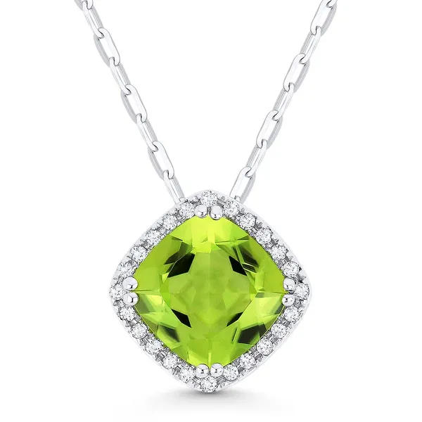 Cornell's Peridot Halo Necklace Cornell's Jewelers Rochester, NY