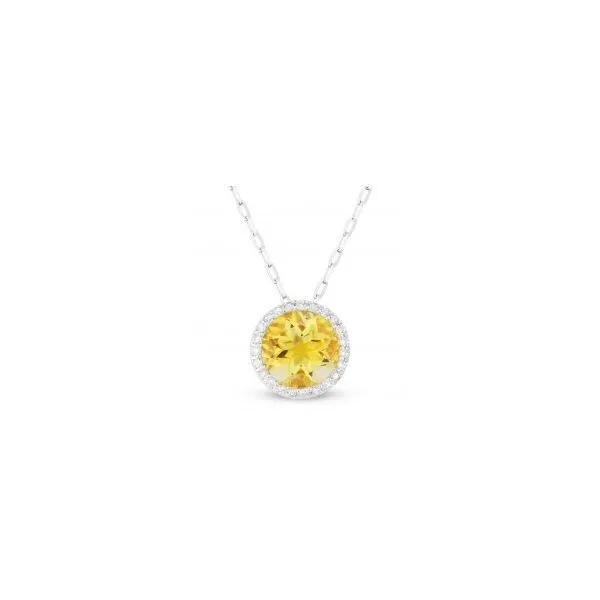 CORENLL'S COLLECTION 14KWG CITRINE AND DIAMOND HALO NECKLACE Cornell's Jewelers Rochester, NY