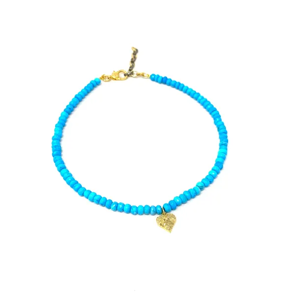 Dripping In Gems Arizona Turquoise Diamond Heart Necklace Cornell's Jewelers Rochester, NY