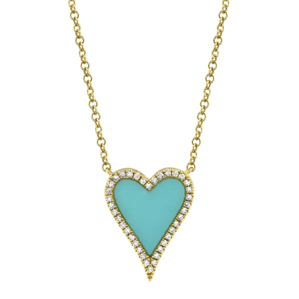 Shy Creation Heart Shape Turquoise Diamond Necklace Cornell's Jewelers Rochester, NY
