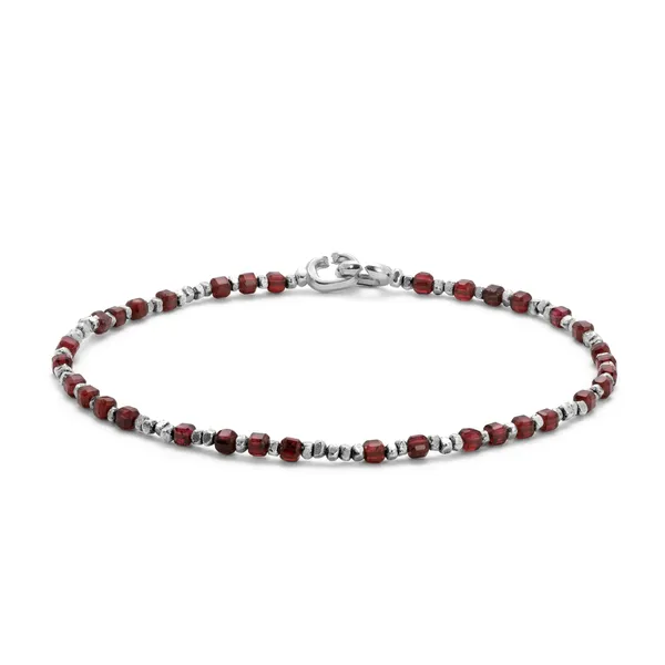 Sterling Silver Bracelet with Garnet Beading Cornell's Jewelers Rochester, NY