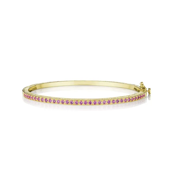 PINK SAPPHIRE ENGRAVED BANGLE Cornell's Jewelers Rochester, NY