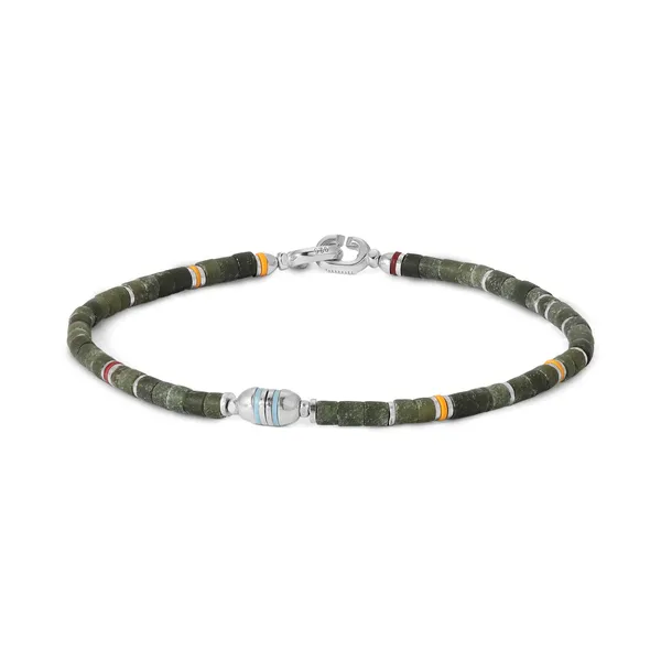 Sterling Silver Bracelet with Dark Green Afghan Jade Beading Cornell's Jewelers Rochester, NY