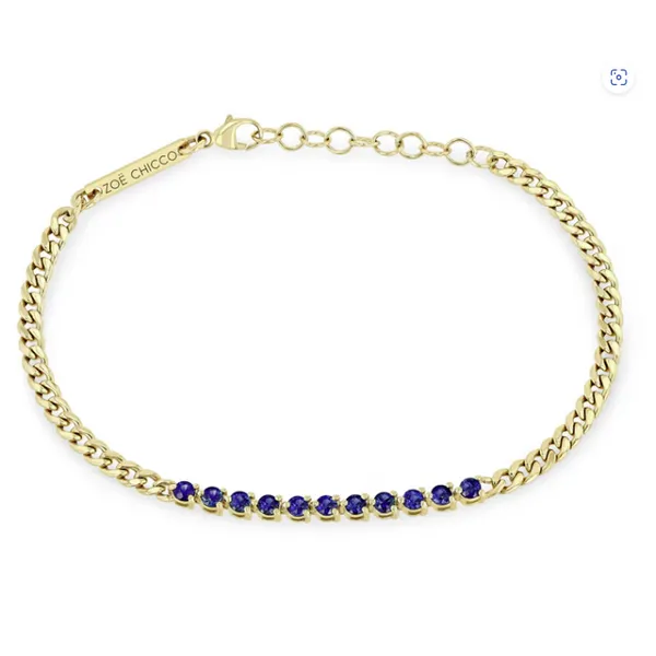 Blue Sapphire Segment Curb Chain Bracelet Cornell's Jewelers Rochester, NY