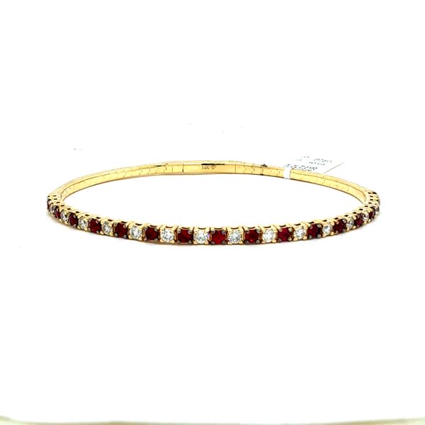 ALTERNATING DIAMOND AND RUBY FLEX BANGLE Cornell's Jewelers Rochester, NY