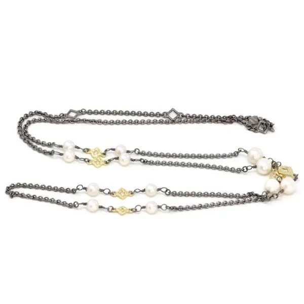 ARMENTA PEARL AND SCROLL STATIONS ON CABLE CHAIN NECKLACE Cornell's Jewelers Rochester, NY