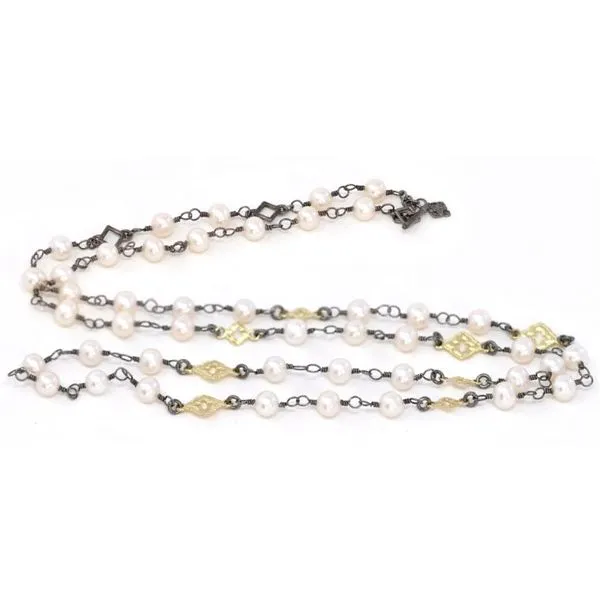 ARMENTA PEARL AND SCROLL STATIONS ON CABLE CHAIN NECKLACE Cornell's Jewelers Rochester, NY