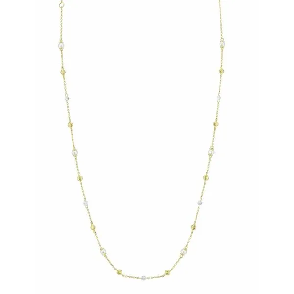 SLOANE STREET WHITE PEARL AND DIAMOND CHAIN NECKLACE Cornell's Jewelers Rochester, NY