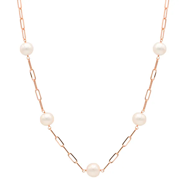 Rose Gold Pearl Tin Cup Necklace Cornell's Jewelers Rochester, NY