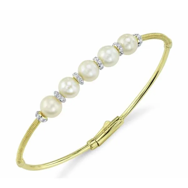 SLOANE STREET AKOYA PEARL BANGLE WITH WHITE DIAMONDS Cornell's Jewelers Rochester, NY