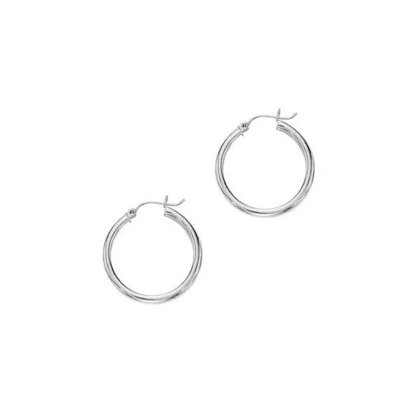 14kt White Gold Hinged Polished 20mm Hoop Earrings Cornell's Jewelers Rochester, NY