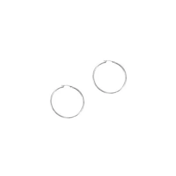14kt White Gold Hinged Polished Hoop Earrings Cornell's Jewelers Rochester, NY