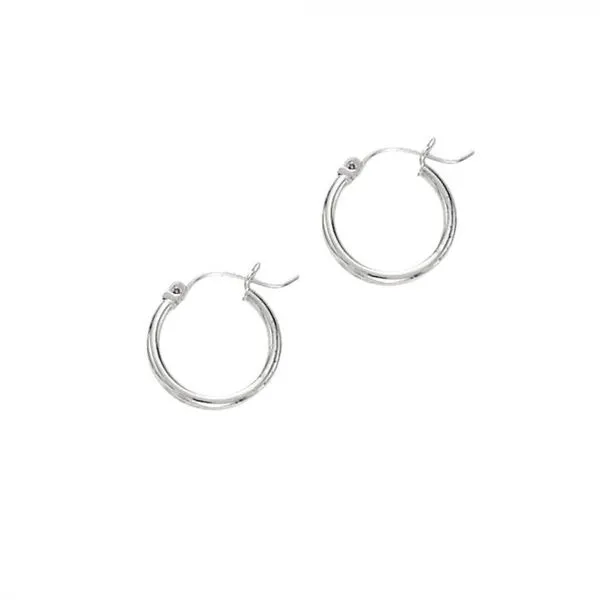 14kt White Gold Hinge Polished Hoop Cornell's Jewelers Rochester, NY