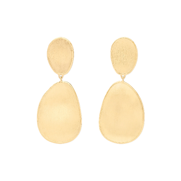 18 Karat Yellow Gold Small Double Petal Drop Earrings Cornell's Jewelers Rochester, NY