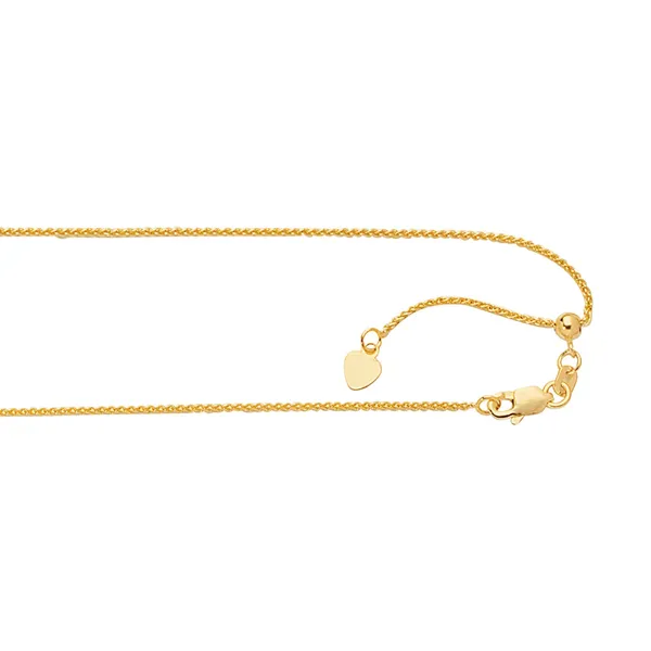 14Kt Yellow Gold 1mm Adjustable Wheat Chain Cornell's Jewelers Rochester, NY