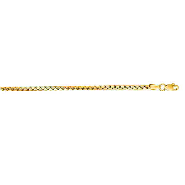 14 Karat Yellow Gold Solid Round Box Chain Cornell's Jewelers Rochester, NY