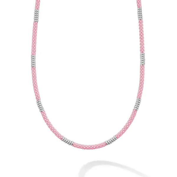 Lagos Pink Ceramic Station Necklace Cornell's Jewelers Rochester, NY