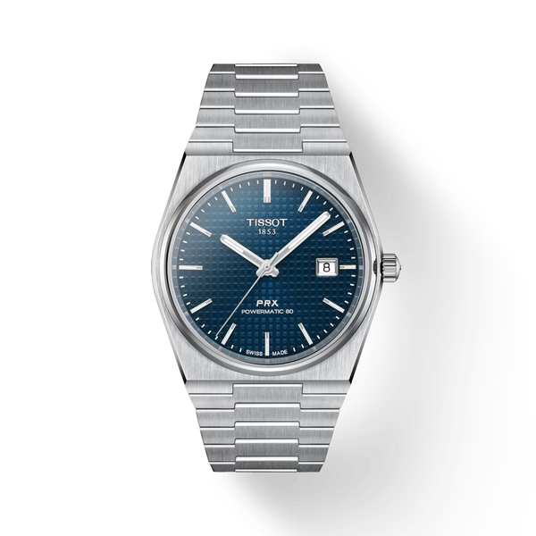 Tissot PRX Powermatic 80 with Deep Blue Textured Dial Cornell's Jewelers Rochester, NY