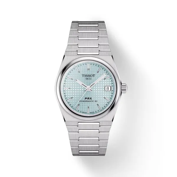 Tissot PRX Powermatic 80 with Textured Ice Blue Dial Cornell's Jewelers Rochester, NY