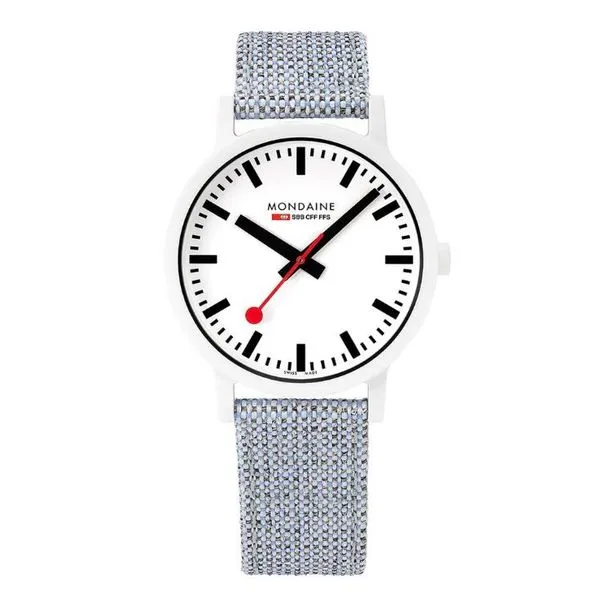 MONDAINE ESSENCE LIGHT BLUE TEXTILE 41MM Cornell's Jewelers Rochester, NY